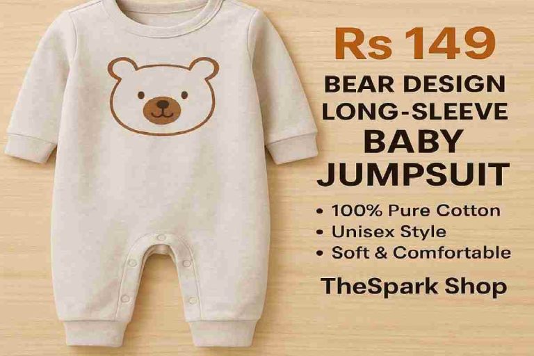Rs 149 Bear Design Long-Sleeve Baby Jumpsuit Thespark Shop