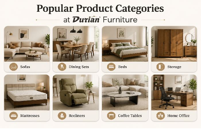 popular product categories at durian furniture
