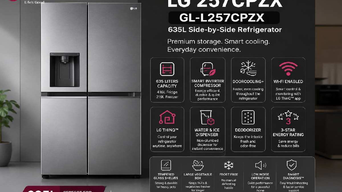 LG GL-L257CPZX Review: 635L Side-by-Side Smart Refrigerator with Wi-Fi & Water Dispenser